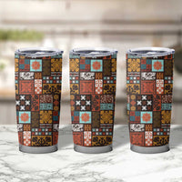 Vintage Hawaiian Quilting Patterns Tumbler Cup Brown Style Tribal Fabric Patchwork - Polynesian Pride