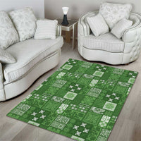Vintage Hawaiian Quilting Patterns Area Rug Green Style Tribal Fabric Patchwork - Polynesian Pride