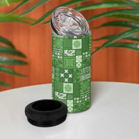 Vintage Hawaiian Quilting Patterns 4 in 1 Can Cooler Tumbler Green Style Tribal Fabric Patchwork - Polynesian Pride