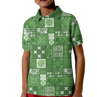 Vintage Hawaiian Quilting Patterns Kid Polo Shirt Green Style Tribal Fabric Patchwork - Polynesian Pride