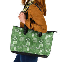 Vintage Hawaiian Quilting Patterns Leather Tote Bag Green Style Tribal Fabric Patchwork LT9 Green - Polynesian Pride