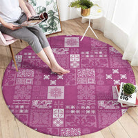Vintage Hawaiian Quilting Patterns Round Carpet Pink Style Tribal Fabric Patchwork - Polynesian Pride