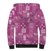 Vintage Hawaiian Quilting Patterns Sherpa Hoodie Pink Style Tribal Fabric Patchwork - Polynesian Pride