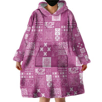 Vintage Hawaiian Quilting Patterns Wearable Blanket Hoodie Pink Style Tribal Fabric Patchwork - Polynesian Pride