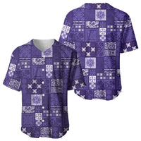 Vintage Hawaiian Quilting Patterns Baseball Jersey Purple Style Tribal Fabric Patchwork - Polynesian Pride