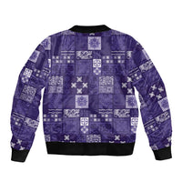 Vintage Hawaiian Quilting Patterns Bomber Jacket Purple Style Tribal Fabric Patchwork - Polynesian Pride