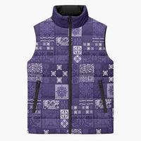 Vintage Hawaiian Quilting Patterns Sleeveless Puffer Jacket Purple Style Tribal Fabric Patchwork - Polynesian Pride
