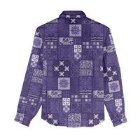 Vintage Hawaiian Quilting Patterns Women Casual Shirt Purple Style Tribal Fabric Patchwork - Polynesian Pride
