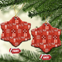 Vintage Hawaiian Quilting Patterns Ceramic Ornament Red Style Tribal Fabric Patchwork - Polynesian Pride