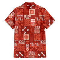 Vintage Hawaiian Quilting Patterns Family Matching Mermaid Dress and Hawaiian Shirt Red Style Tribal Fabric Patchwork - Polynesian Pride