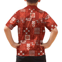 Vintage Hawaiian Quilting Patterns Hawaiian Shirt Red Style Tribal Fabric Patchwork - Polynesian Pride