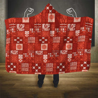 Vintage Hawaiian Quilting Patterns Hooded Blanket Red Style Tribal Fabric Patchwork - Polynesian Pride