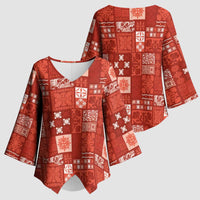 Vintage Hawaiian Quilting Patterns Kimono Sleeve Blouse Red Style Tribal Fabric Patchwork - Polynesian Pride