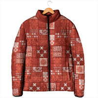 Vintage Hawaiian Quilting Patterns Padded Jacket Red Style Tribal Fabric Patchwork - Polynesian Pride