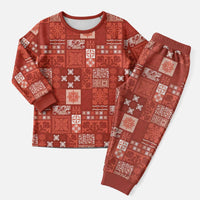 Vintage Hawaiian Quilting Patterns Christmas Pajama Set Red Style Tribal Fabric Patchwork - Polynesian Pride