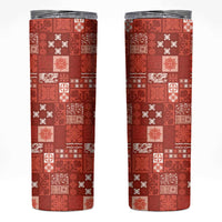 Vintage Hawaiian Quilting Patterns Skinny Tumbler Red Style Tribal Fabric Patchwork - Polynesian Pride