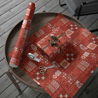 Vintage Hawaiian Quilting Patterns Wrapping Paper Red Style Tribal Fabric Patchwork - Polynesian Pride