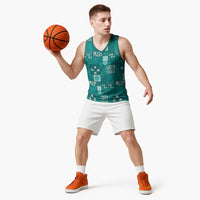 Vintage Hawaiian Quilting Patterns Basketball Jersey Turquoise Style Tribal Fabric Patchwork - Polynesian Pride