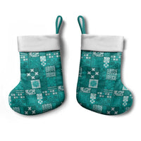 Vintage Hawaiian Quilting Patterns Christmas Stocking Turquoise Style Tribal Fabric Patchwork - Polynesian Pride