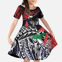 American Samoa Bald Eagle Personalized Family Matching Long Sleeve Bodycon Dress and Hawaiian Shirt Samoa Muamua Le Atua