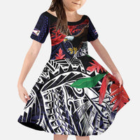 American Samoa Bald Eagle Personalized Family Matching Off Shoulder Maxi Dress and Hawaiian Shirt Samoa Muamua Le Atua