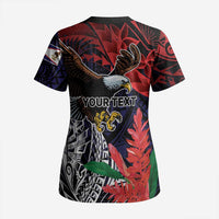 American Samoa Bald Eagle Personalized Scrub Top Samoa Muamua Le Atua - Polynesian Pride