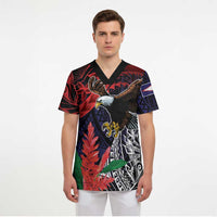 American Samoa Bald Eagle Personalized Scrub Top Samoa Muamua Le Atua - Polynesian Pride