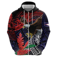American Samoa Bald Eagle Personalized Zip Hoodie Samoa Muamua Le Atua