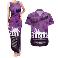 Anzac Day Gallipoli Personalised Couples Matching Tank Maxi Dress and Hawaiian Shirt Purple Poppy Flowers LT9 Purple - Polynesian Pride