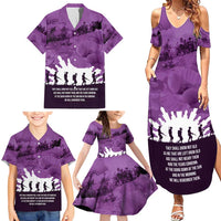 Anzac Day Gallipoli Personalised Family Matching Summer Maxi Dress and Hawaiian Shirt Purple Poppy Flowers LT9 - Polynesian Pride