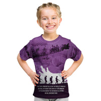 Anzac Day Gallipoli Personalised Kid T Shirt Purple Poppy Flowers