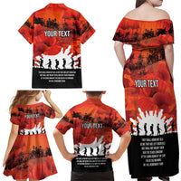 Anzac Day Gallipoli Personalised Family Matching Off Shoulder Maxi Dress and Hawaiian Shirt Red Poppy Flowers LT9 - Polynesian Pride
