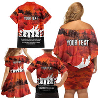 Anzac Day Gallipoli Personalised Family Matching Off Shoulder Short Dress and Hawaiian Shirt Red Poppy Flowers LT9 - Polynesian Pride