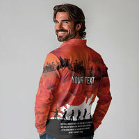 Anzac Day Gallipoli Personalised Long Sleeve Polo Shirt Red Poppy Flowers