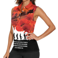 Anzac Day Gallipoli Personalised Women Sleeveless Polo Shirt Red Poppy Flowers