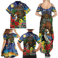 Kiwi-Kookaburra Bird ANZAC Personalised Family Matching Summer Maxi Dress and Hawaiian Shirt Aussie Golden Wattle Poppy Flowers LT9 - Polynesian Pride