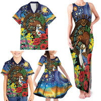 Kiwi-Kookaburra Bird ANZAC Personalised Family Matching Tank Maxi Dress and Hawaiian Shirt Aussie Golden Wattle Poppy Flowers LT9 - Polynesian Pride