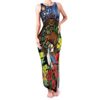 Kiwi-Kookaburra Bird ANZAC Personalised Family Matching Tank Maxi Dress and Hawaiian Shirt Aussie Golden Wattle Poppy Flowers LT9 Mom's Dress Blue - Polynesian Pride