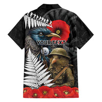 Kiwi-Tui Bird Soldier ANZAC Day Personalised Family Matching Summer Maxi Dress and Hawaiian Shirt Maori Silver Fern Motif LT9 - Polynesian Pride