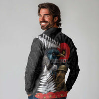 Kiwi-Tui Bird Soldier ANZAC Day Personalised Long Sleeve Polo Shirt Maori Silver Fern Motif LT9 - Polynesian Pride