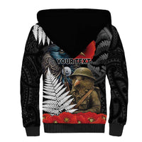 Kiwi-Tui Bird Soldier ANZAC Day Personalised Sherpa Hoodie Maori Silver Fern Motif LT9 - Polynesian Pride