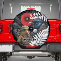 Kiwi-Tui Bird Soldier ANZAC Day Personalised Spare Tire Cover Maori Silver Fern Motif LT9 - Polynesian Pride