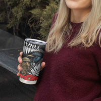 Kiwi-Tui Bird Soldier ANZAC Day Personalised Tumbler Cup Maori Silver Fern Motif