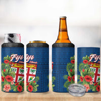 Fiji Island Tropical Flowers and Tapa Pattern 4 in 1 Can Cooler Tumbler LT9 - Polynesian Pride