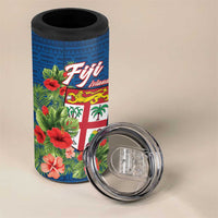 Fiji Island Tropical Flowers and Tapa Pattern 4 in 1 Can Cooler Tumbler LT9 - Polynesian Pride