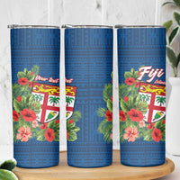 Personalised Fiji Island Tropical Flowers and Tapa Pattern Skinny Tumbler