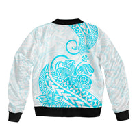 Polynesian Bomber Jacket Tribal Tattoo Aqua Screen Color LT9 - Polynesian Pride