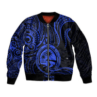 Polynesian Pride Guam Bomber Jacket With Polynesian Tribal Tattoo and Coat of Arms Blue Version LT9 Unisex Blue - Polynesian Pride