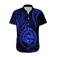 Polynesian Pride Guam Hawaiian Shirt With Polynesian Tribal Tattoo and Coat of Arms Blue Version LT9 - Polynesian Pride