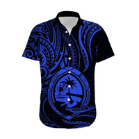 Polynesian Pride Guam Hawaiian Shirt With Polynesian Tribal Tattoo and Coat of Arms Blue Version LT9 - Polynesian Pride
